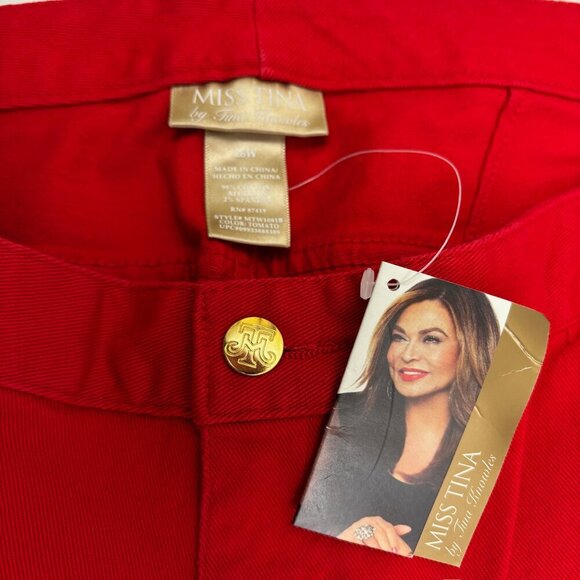 NEW Miss Tina By Tina Knowles Bootleg Women's size 26W Red Denim Jeans - Picture 2 of 3